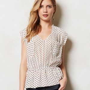 ANTHROPOLOGIE ISANI POLKA DOT BLOUSE TOP SIZE 10